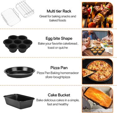 Аксесуари для фритюрниці Weigudoc із 9 предметів, набір аксесуарів для фритюрниці з подвійним кошиком для двозонної фритюрниці Ninja Foodi Instant Vortex 7.6 л-9.6 л