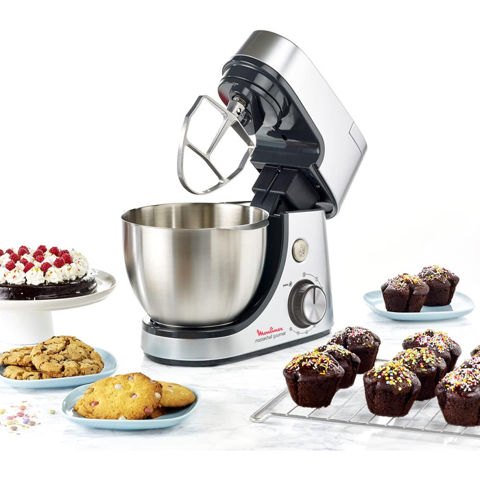 Кухонний комбайн Moulinex, 1100 Вт, набір для випічки, блендер, овочерізка з аксесуарами для Македонії, м'ясорубка, міні-подрібнюв