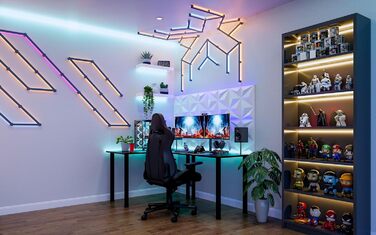 Кутовий стіл SyberDesk Gaming Pro LED 185 x 120 см зі світлодіодним підсвічуванням, великий комп&39ютерний стіл (лівий)