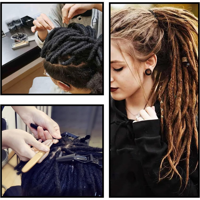 Гачок для вязання Dreadlock, набір гачків для вязання Dreadlock із 48 предметів, 6 гачків для вязання Dreadlock, вигнуті спиці різних розмірів, гачок для плетіння волосся з чохлом та інструмент для дредів