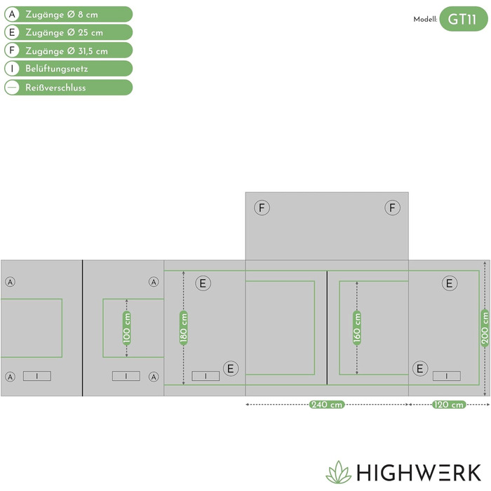 Намет для вирощування MyHomeGrow, сірий Закритий бокс для вирощування рослин Гроубокс, домашнє вирощування, гроушафа Намет для розсади, рослинний намет, теплиця для вирощування, 240x120x200