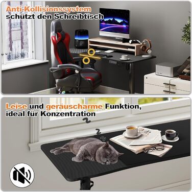 Стіл 140x60 см з електричним регулюванням висоти, карбонова поверхня та порт зарядки Type-C, ігровий стіл з функцією пам&39яті, робоча станція для ПК, стіл для роботи сидячи та стоячи, офісний стіл, чорний 140x60 см чорний