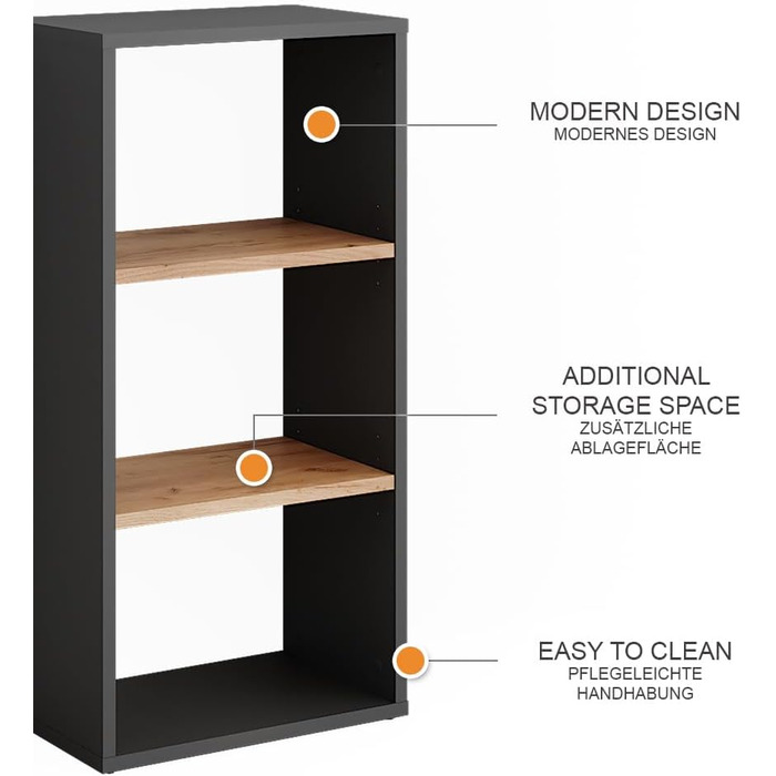 Окремостояча полиця Vicco Orlando, полиця для зберігання, антрацит/золотий дуб, 40 x 80,1 см антрацит/золотий дуб 80 x 40 см