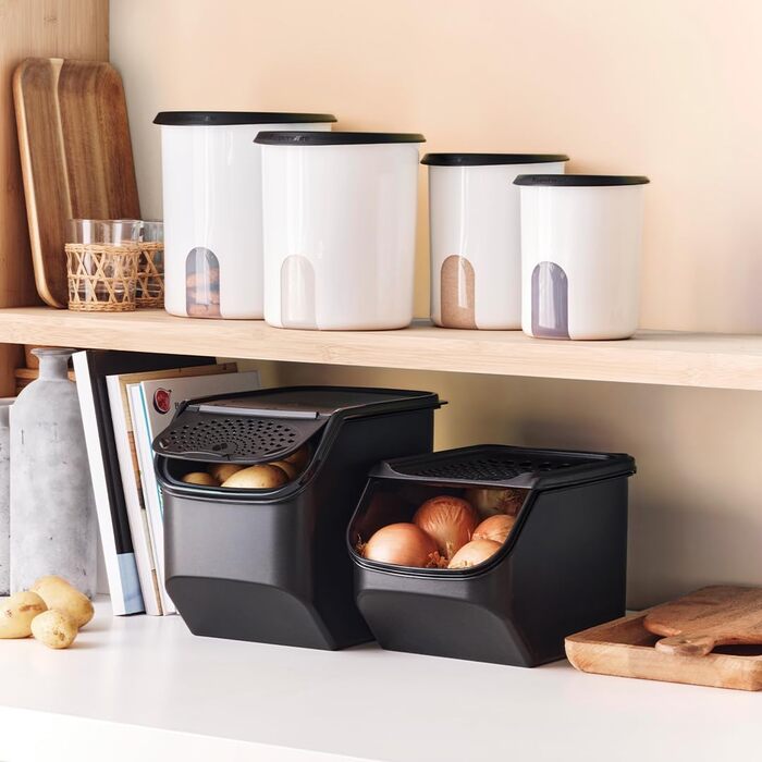 Контейнер для зберігання цибулі - Ящик для зберігання цибулі об&39ємом 5,5 л - Довший термін зберігання завдяки циркуляції повітря - Запобігає появі запахів - Зберігання на кухні