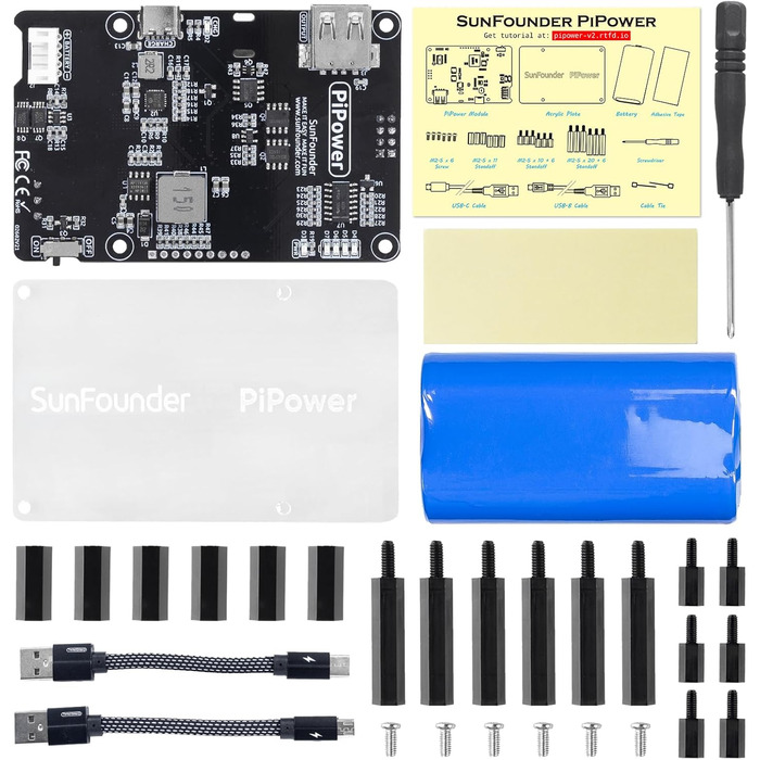 Блок живлення ДБЖ SunFounder PiPower Raspberry Pi, захист Raspberry Pi та SD, плата розширення Power Bank 5 В/3 А, сумісна з Raspberry Pi 4B/3B/3B/нуль 2 Вт/нуль Вт (батарея в комплекті)