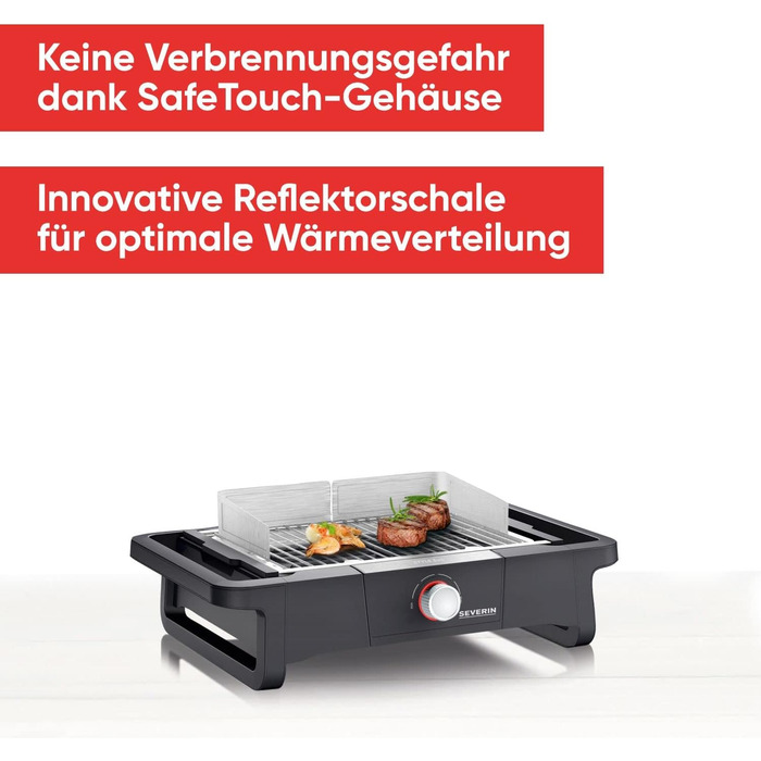 Електрогриль SEVERIN Style Evo для приміщень та вулиці, настільний гриль зі швидким запуском гриля до 350 C, балконний гриль з оптимальним розподілом тепла, чорний, PG 8123 Style Evo - без основи