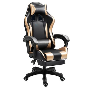 Геймерське крісло з підставкою для ніг, ергономічне комп&39ютерне крісло, ігрова поперекова підтримка, регулювання висоти спинки та сидіння, поворотне крісло-реклайнер, гоночне офісне крісло, крісло для відеоігор (колір /золотий)