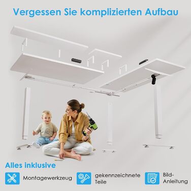 Стіл OffiGo з регульованою висотою, кутовий стіл 150x120 см з кріпленням для монітора, електричний L-подібний стіл з розетками, комп&39ютерний стіл зі світлодіодною стрічкою для офісу, білий