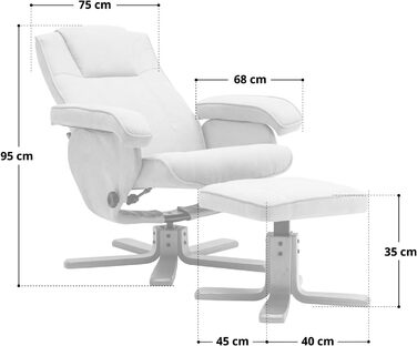 Крісло-табурет SVITA Charles, бежеве крісло для телевізора, обертове крісло, поліестер, дерево