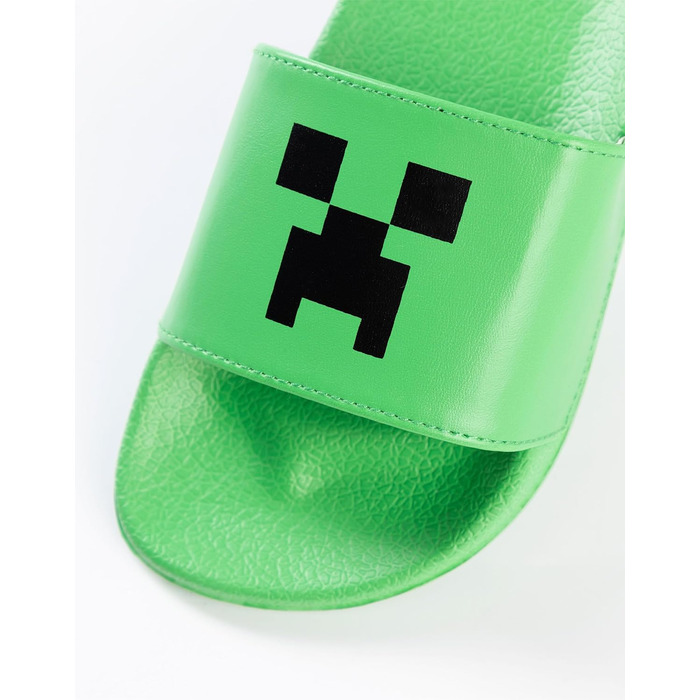 Слайдери Minecraft Creeper та TNT зеленого та чорного кольорів Повсякденне взуття для хлопчиків Набір із 2 слайдерів з обличчям Кріпера та ігровим елементом TNT, мерч, 31 EU