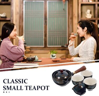 Набір китайського керамічного чайного посуду Toyvian синього кольору з зручною ручкою та легким очищенням, 1 комплект для домашнього чаювання в стилі Кунг Фу для справжньої насолоди чаєм.