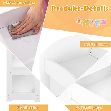 Дитяча шафа для одягу DREAMADE з дзеркалом і вішалкою для одягу, дитяча шафа з 4 відкритими полицями, вішалка для дитячого одягу д