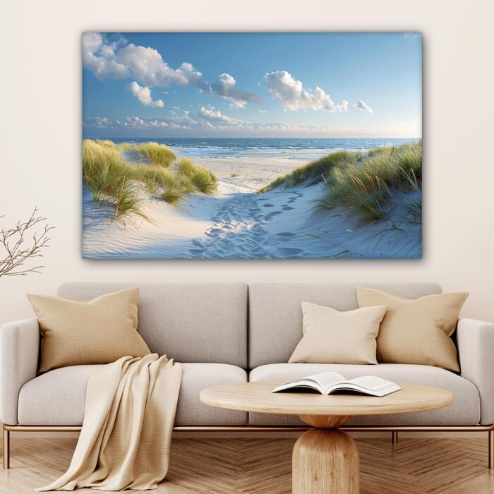 Велике полотно 120x80 см XXL Прикраса вітальні Картини для вітальні Підвісні стіни Декор вітальні Сучасні дюни - Літо - Сонце - Пе