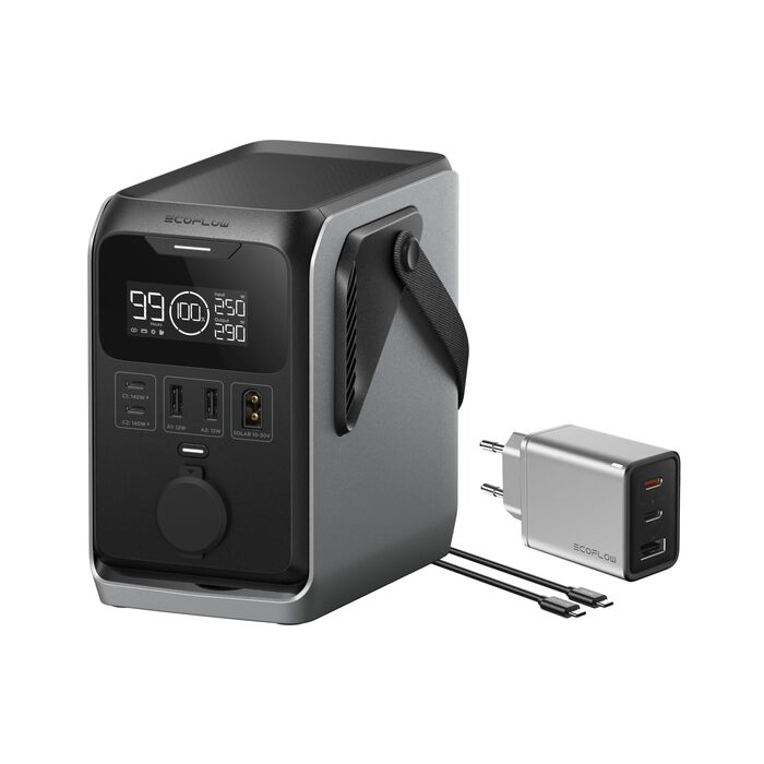Портативна електростанція ECOFLOW TRAIL 300 постійного струму, надлегкий акумулятор LFP 288 Втгод, сонячний генератор 300 Вт, швидка зарядка, 5 виходів, захист від падінь, сонячний/автомобільний вхід, 0 дБ для кемпінгу, подорожей, надзвичайних ситуацій