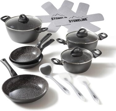 Керамічний набір горщиків підходить для індукції, 14 шт. , набір посуду зі скляною кришкою, керамічним антипригарним покриттям без