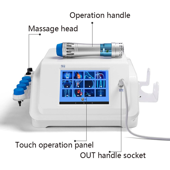 Пристрій ударно-хвильової терапії для лікування ЕД, Пристрій для ударно-хвильової терапії ESWT Інструмент для шокової фізіотерапії для полегшення болю з 10 масажними головками для шиї, спини, плечей, стопи
