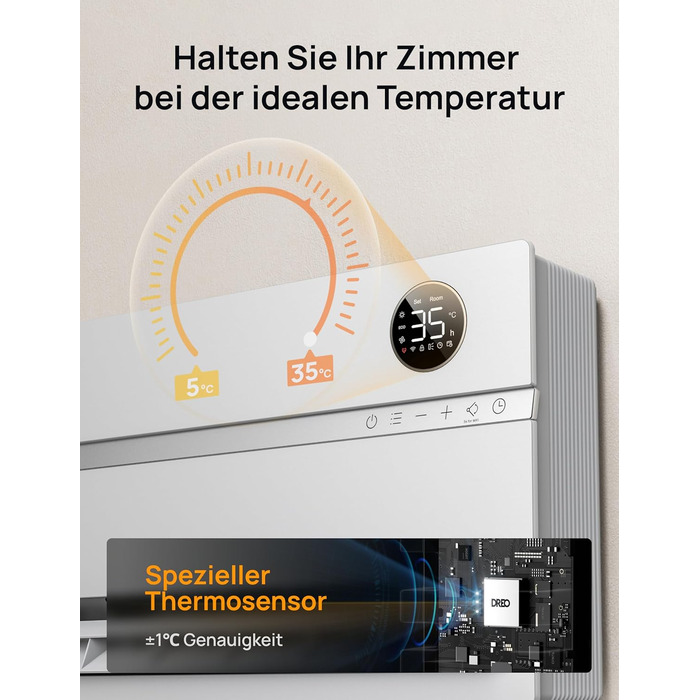 Розумний електричний обігрівач Dreo, настінний конвекторний обігрівач потужністю 2000 Вт з пультом дистанційного керування та застосунком, коливання 120, 5 режимів, 3 швидкості, 24-годинний таймер, енергозберігаючий керамічний обігрівач PTC з термостатом