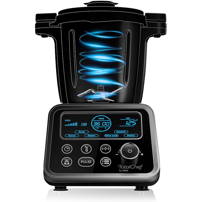 Кухонний комбайн Ufesa Totalchef RK5 з функцією приготування їжі, 1700 Вт, LCD-дисплей, чаша 3,5 л, книга рецептів PDF, BPA-free