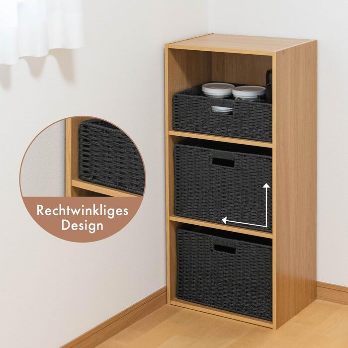 Складані кошики для одягу, Складані кошики з паперової мотузки з натуральних інгредієнтів для організації, Міцні кошики з ручками, Організатори для шаф та полиць, Складані кошики для одягу (чорний, M) Чорний M