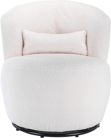 Біле плюшеве обертове крісло з поперековою подушкою - вантажопідйомність 100 кг з обертовою металевою основою