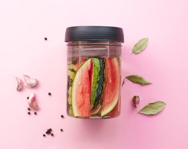 Банка для бродіння GEFU NATIVO 1 літр, включаючи вагу, банка для бродіння з вагою та кришкою, прозора, для маринування, бродіння 1 літр (без товкача та щипців)