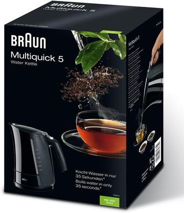 Чайник De Longhi Braun Multiquick 5 WK 500 Aquaexpress (3000 Вт, 1.7 л) чорний