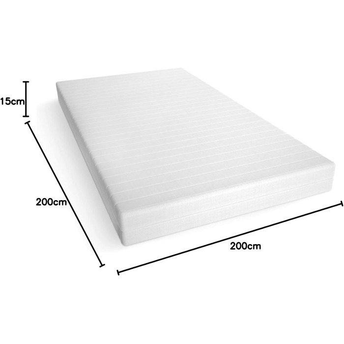 Ортопедичний 7-зонний матрац Mister Sandman 200x200 см H2 H3, матрац з холодної піни 200x200 см, Вироблено в Німеччині, висота 15 см, 200 x 200 см