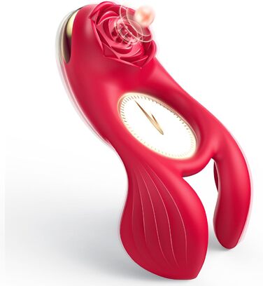 Ерекційне кільце 3 в 1 rinofans, з вібрацією, червоне, 7 режимів, стимулятор клітора та подовжувач ерекції