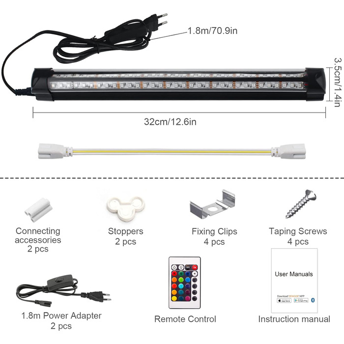 Світлові трубки BOSITE RGB, настінна машина RGB потужністю 10 Вт, світлодіодні стрічки RGB, стрічки RGB, світлодіодні лампи RGB, світлова панель RGB для клубів, спальня, телевізор, Різдво, декор у приміщенні (2 шт. и) 10 Вт (2 шт. и)