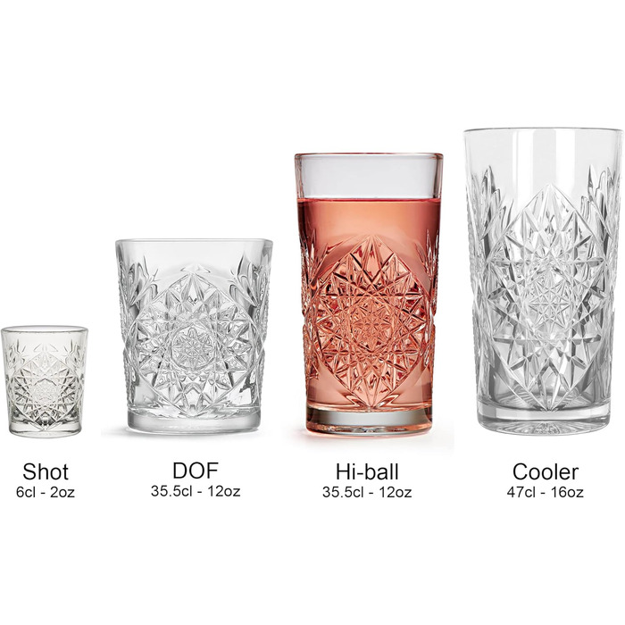 Довга склянка Libbey Hobstar - 355 мл / 35,5 мл - 6 шт. - вінтажний дизайн - можна мити в посудомийній машині - висока якість 6 шт