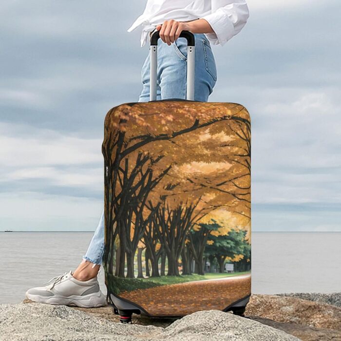 Чохол для валізи Дорога до осені, міцний захист для багажу розміром 45.7 - 81.3 см, компактний, чорний
