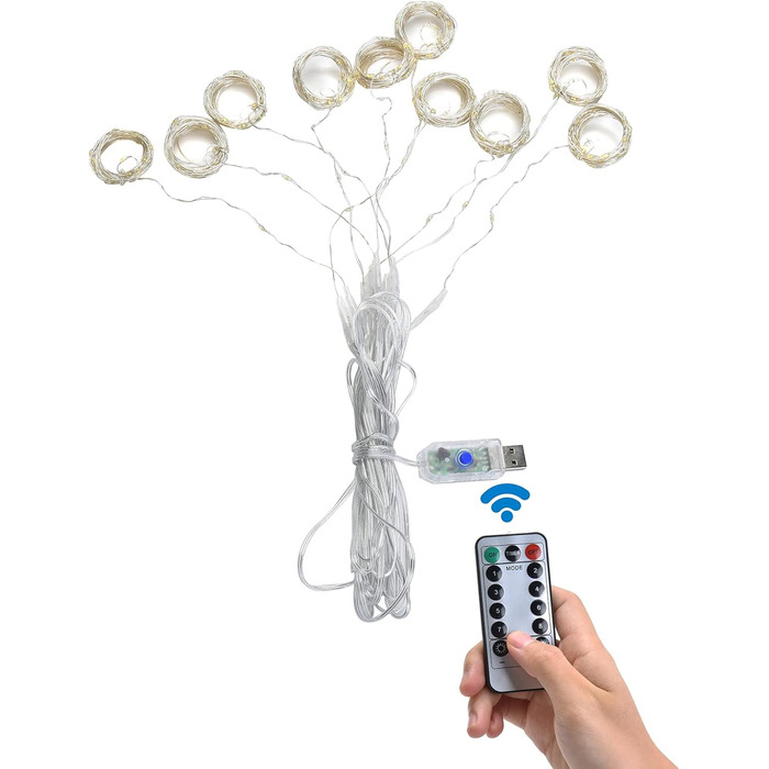 Завіса казкових вогнів Yizhet 3x3m Світлодіодна завіса казкових вогнів Світлодіодна завіса казкових вогнів з 8 режимами, водонепро