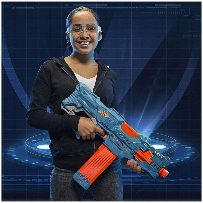 Моторизований бластер Nerf Elite 2.0 Turbine CS-18, 36 дротиків Nerf, магазин на 18 дротиків, тактичні рейки, точка кріплення