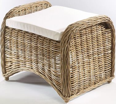 Табурет Kobolo Rattan Cardiff з ротанга в кольорі kubu Grey з подушкою