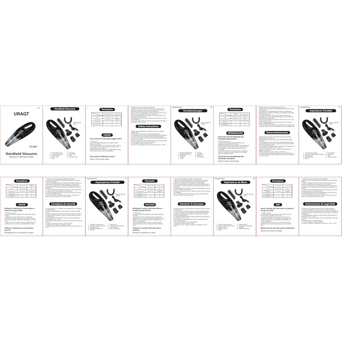 Акумуляторний ручний пилосос URAQT, 4 в 1 8500PA Легкий акумуляторний 120 Вт автомобільний пилосос Зарядка від USB з миючим фільтр