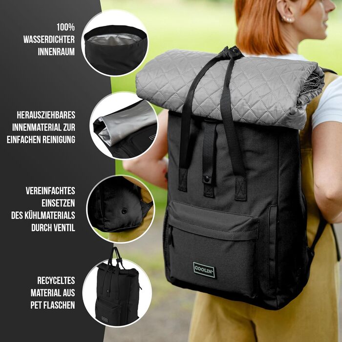 Рюкзак-холодильник Coolin&39 30L Рюкзак з відділенням-холодильником для пива, пікніків, напоїв тощо Сумка-холодильник як рюкзак - практичний та простий Термічний рюкзак для пляжу або походів, чорний