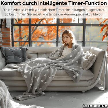 Електрична ковдра з підігрівом Steinborg з автоматичним вимиканням, 180x130 см, затишна електрична ковдра з підігрівом, м&39яка ковдра для ліжка або дивана, термоковдра, електрична ковдра з підігрівом, ковдра для ліжка з підігрівом, 9 налаштувань нагріву,