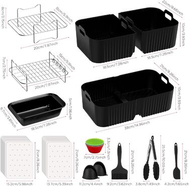 Аксесуари для фритюрниці FTUREERA для фритюрниці Ninja Foodi AF500EU 10.4 л, аксесуари для фритюрниці 116 шт. для ніндзя, включаючи силіконову форму, решітку для гриля, папір для випічки, силікон для форми для випічки