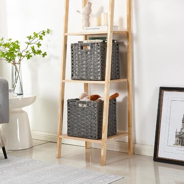 Набір із 2 плетених поліпропіленових кошиків для зберігання Mangata, 28x28x28 см, квадратні, з ручками, водонепроникні, стійкі до цвілі, для полиць, шаф, ванної кімнати (сірий) 28x28 см 2