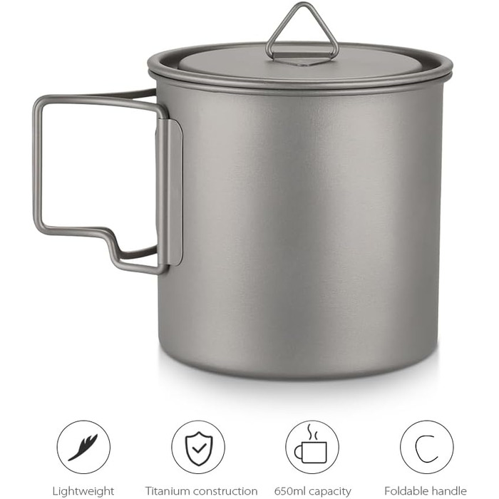 Ультралегка кружка зі складною ручкою. Портативна чашка для води, призначена для кемпінгу, пікніка. Легка та стійка до корозії, підходить для кемпінгу, походів, трекінгу та домашнього використання.