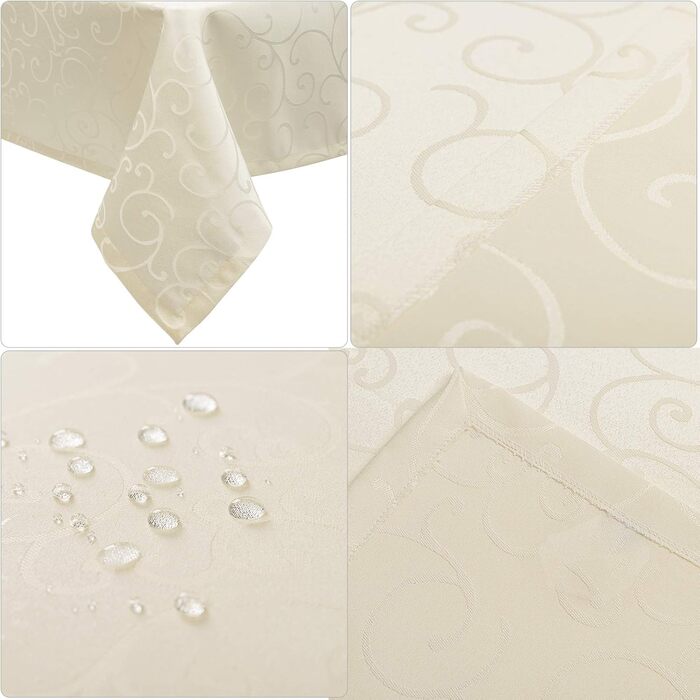 Скатертина EUGAD дамаські орнаменти шовковий блиск завиток/коло дизайн скатертини з подолом, розмір та колір скатертини на вибір,