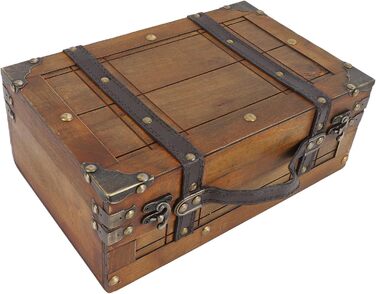 Скриня з кедрового дерева Dioche, портативна дерев&39яна скриня з потертим виглядом, футляр для зберігання одягу, іграшок та реквізиту античне бронзове покриття з ручкою зі штучної шкіри ідеально підходить для домашнього декору та повсякденного вико