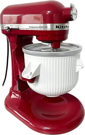 Насадка для морожениці Gdrtwwh для міксера Kitchenaid, морожениці та сорбет-желато, підходить для підйомника чаші Kitchenaid 4.3 л і 4.8 л (можна мити в посудомийній машині)