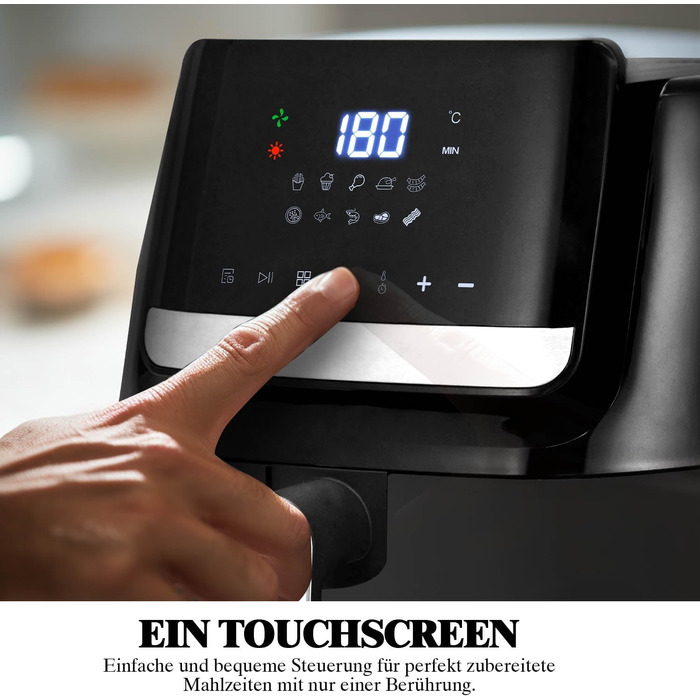 Цифрові фритюрниці SUPERLEX 7 літрів, фритюрниця 1600 Вт, фритюрниця XXL, фритюрниця 10 програм з підставкою, смаження у фритюрі без олії, гриль у духовці з регулюванням температури та таймером 7 літрів чорний