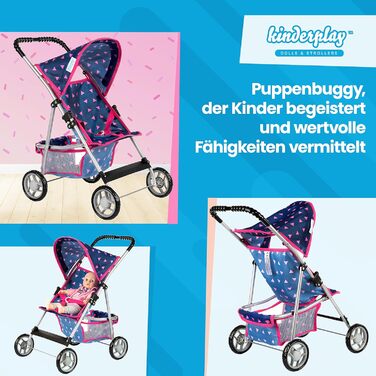 Коляска для ляльок Kinderplay лялькова коляска-баггі, коляска - дитяча іграшка, лялькова коляска для ляльок, сучасна, KP0280T Navy