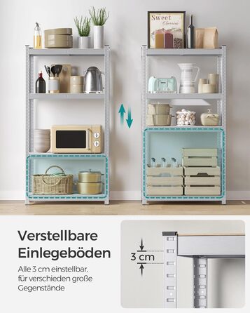 Надміцний стелаж, комплект з 2 шт., підвальні полиці, стелажі для зберігання, 40 x 80 x 160 см, сталевий каркасний стелаж, вантажопідйомність до 520 кг, 4 регульовані полиці, сріблястий GLR044E02 2 сріблястий