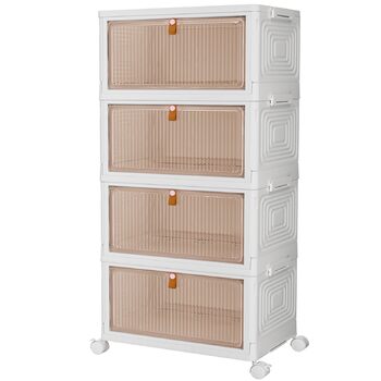 Коробка для зберігання з кришкою - пластикова коробка 23 л * 4 з кришкою, коробки для зберігання з кришкою, розкладна коробка, складні контейнери для зберігання для дому та офісу, білий колір, 4 упаковки по 23 л (4 яруси та 1 кришка)