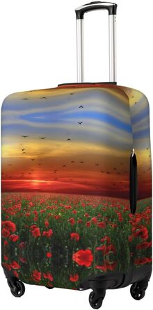Чохол для валізи Поле маків на заході сонця - еластичний захист від подряпин та пилу, чорний, розмір 95