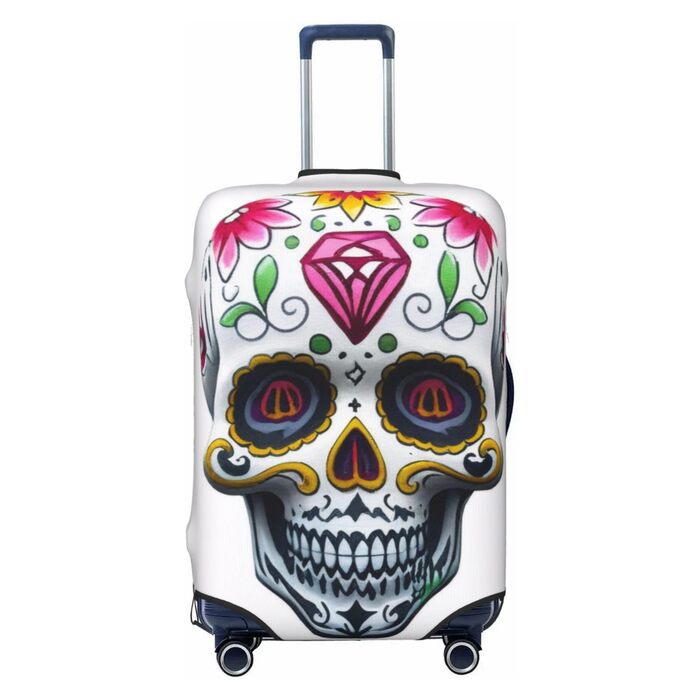 Чохол для валізи з 3D-друком, квітковий мотив черепа, захист під час подорожей, еластичний, миється, підходить для валіз розміром 45,7 - 81,3 см, розмір 3D S