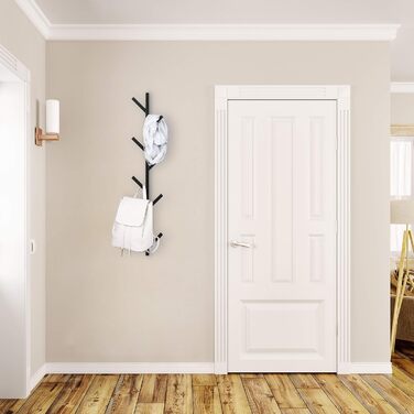 Вішалка настінна Relaxdays з 8 гачками, компактна, декоративна, металева, В х Ш х Г 100,5 х 19,5 х 7 см, вішалка, чорна